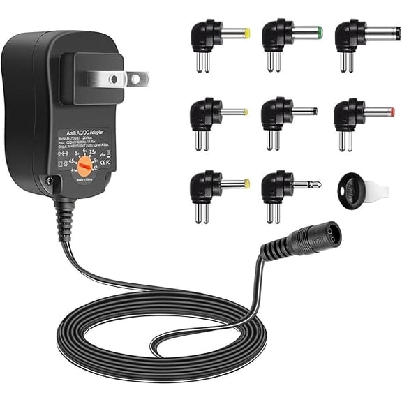xixishop Multi-Voltage AC DC Power Adapter 12W 3V 4.5V 5V 6V 7.5V 9V 12V 1000mA 1A Universal Switching Power Supply AC/DC Charger with 8 Plugs for Speaker Router Baby Monitor CCTV Camera