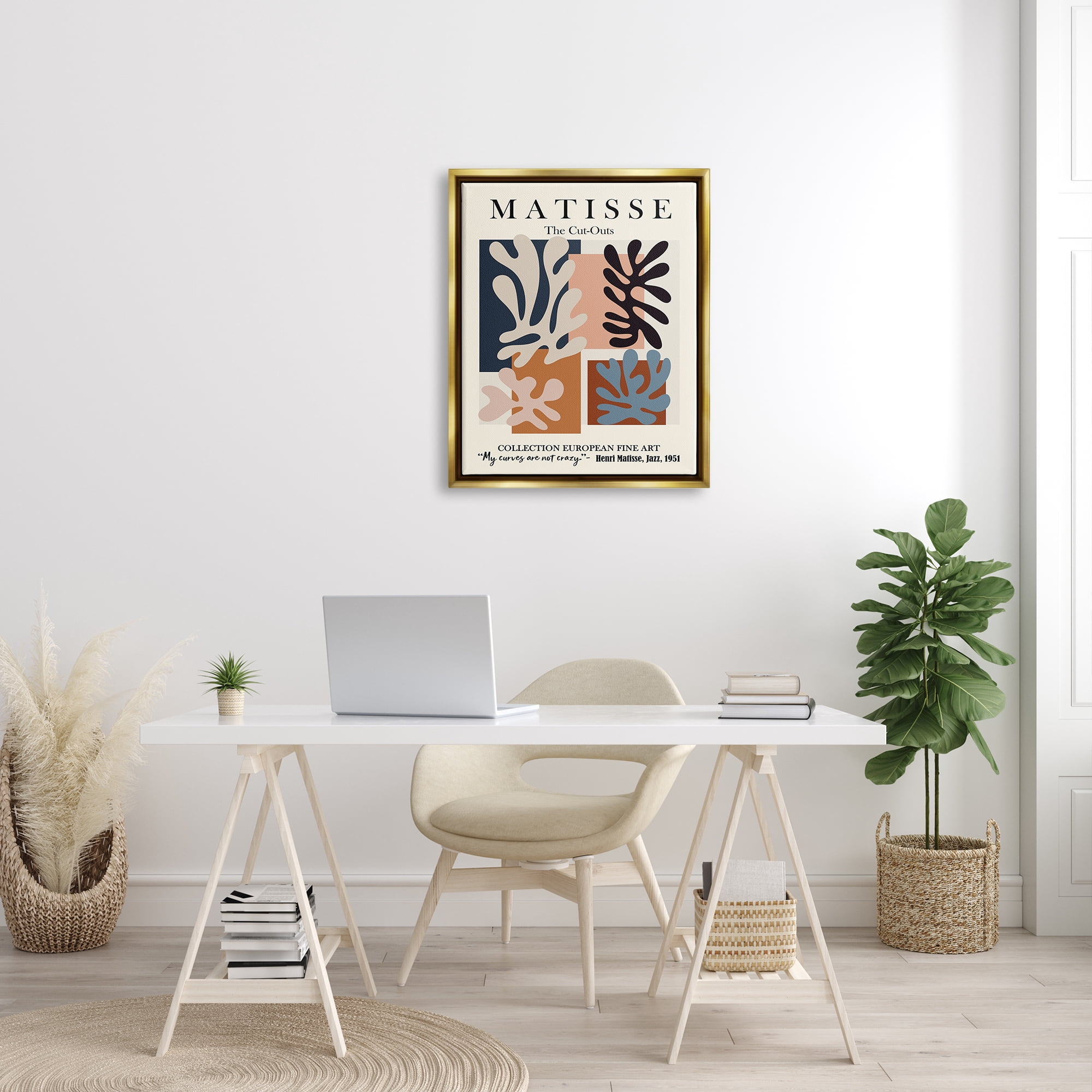 Stupell Industries Matisse Traditional Jazz Abstract Cut Out Forms Metallic Gold Framed Floating Canvas Wall Art, 24x30, by Ros Ruseva
