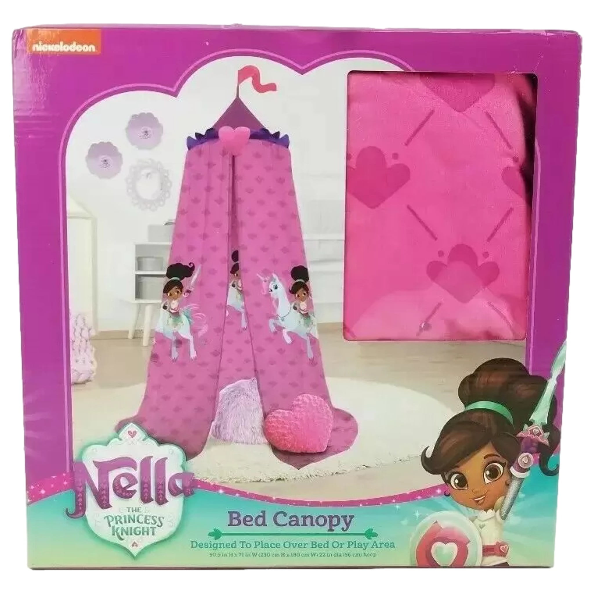 Nella the Princess Knight Twin Bed Canopy, Pink for Bed or Play Area,