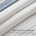 thumbnail image 3 of EVERGRACE Cotton Border Frame Tack-Stitch Quilt Bedding Set Queen Size, Coastal Oversized 3 Pieces Lightweight Bedspread Coverlet for All Season, with 2 Matching Shams, Blue Linen, 3 of 8