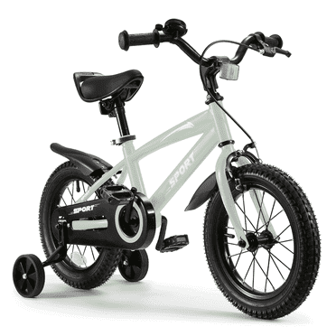 Naipo Kid Bike 14 in Gray Training Wheels Handbrake and Coaster Brake