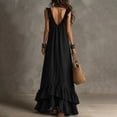 thumbnail image 4 of ChaoHeng Sundresses for Women for 2026 Solid Round Neck Tier Ruffle Sleeveless Flowy Beach Summer Dresses Black XXL, 4 of 6
