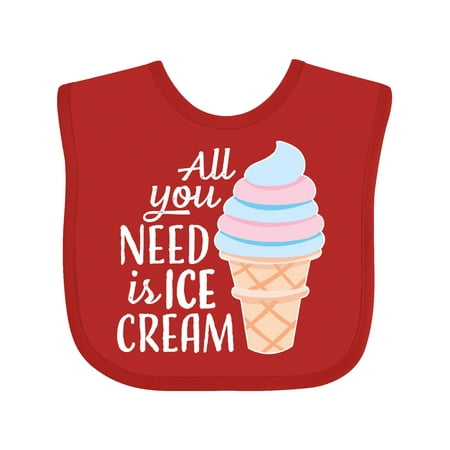 

Inktastic All You Need is Ice Cream with Ice Cream Cone Gift Baby Boy or Baby Girl Bib