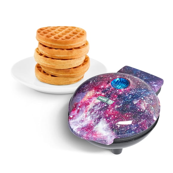 DASH Mini Máquina Waflera Diseño Galaxia Púrpura | Color Estelar | Waffles 10 cm | Superficie Antiadherente | 350W | Compacta y Ligera | 350W | Ideal para: Desayunos, Regalos o Viajar