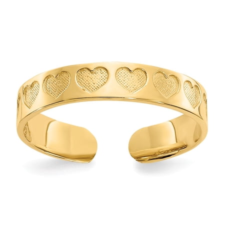 Real 14kt Yellow Gold Heart Toe Ring; for Adults and Teens; for Women and Men