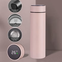 Water Bottle 316 Stainless Steel Vacuum Flask,Travel Mug with Smart Real-Time Temperature Display Lid, Keep Hot Or Cold, Car Portable Travel Tea Coffee Vacuum Thermo Cup （Pink）