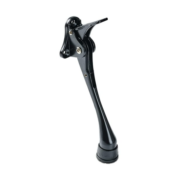 Tope de puerta Kickdown, soporte de tope de puerta comercial resistente de 6 pulgadas, soporte de puerta, pie de goma ajustable en altura (negro)