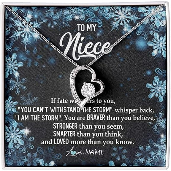 Birthday Gift for Niece from Aunty, Forever Love Necklace, Niece Birthday Gift, Christmas Gift Necklace with Customized Message Card and Gift Box, Zircon Necklace