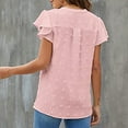 thumbnail image 4 of ZOELNIC Women's Summer V Neck Ruffle Short Sleeve Blouse Business Office Casual Top Shirts,M, 4 of 6