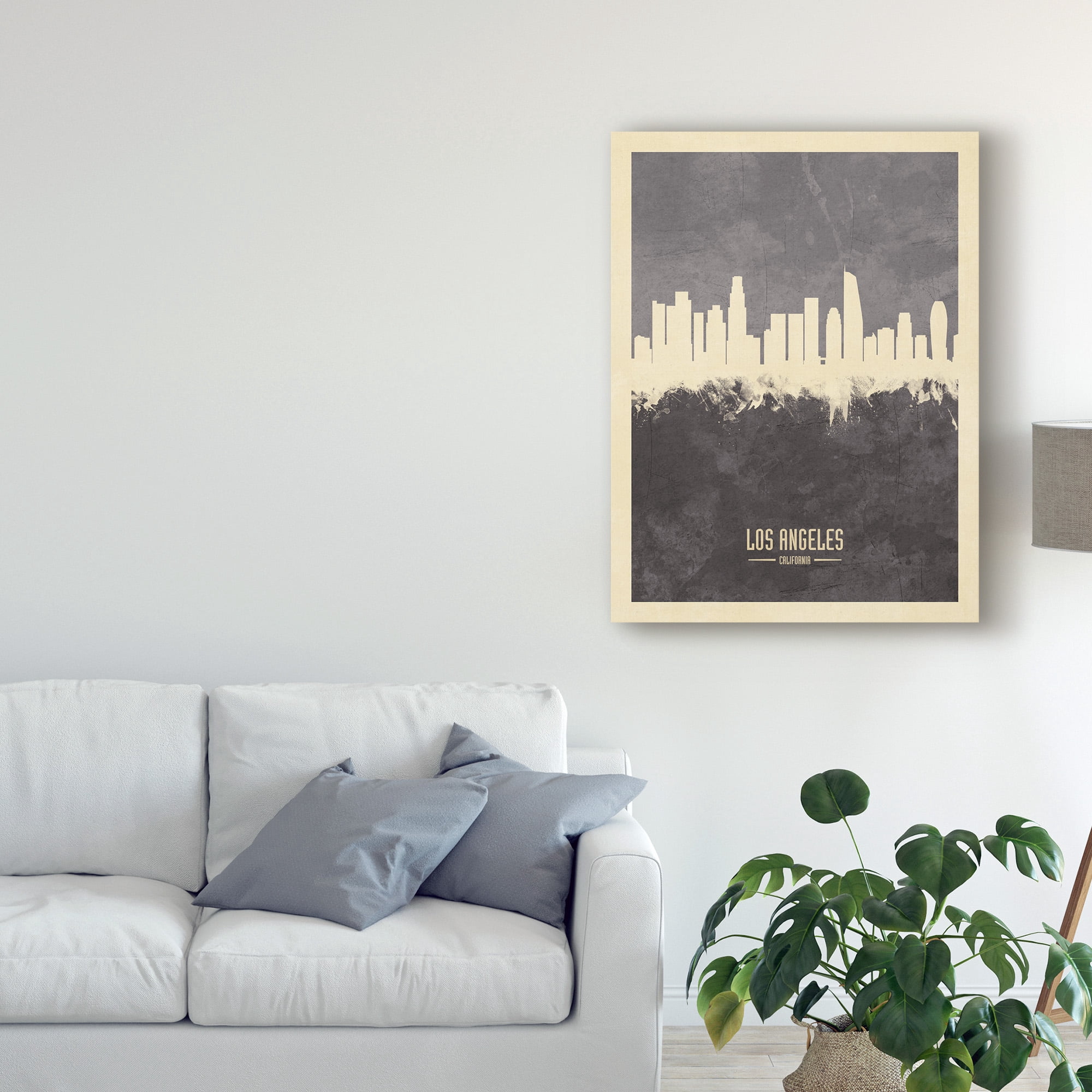 Trademark Fine Art 'Los Angeles California Skyline Gray' Canvas Art by Michael Tompsett