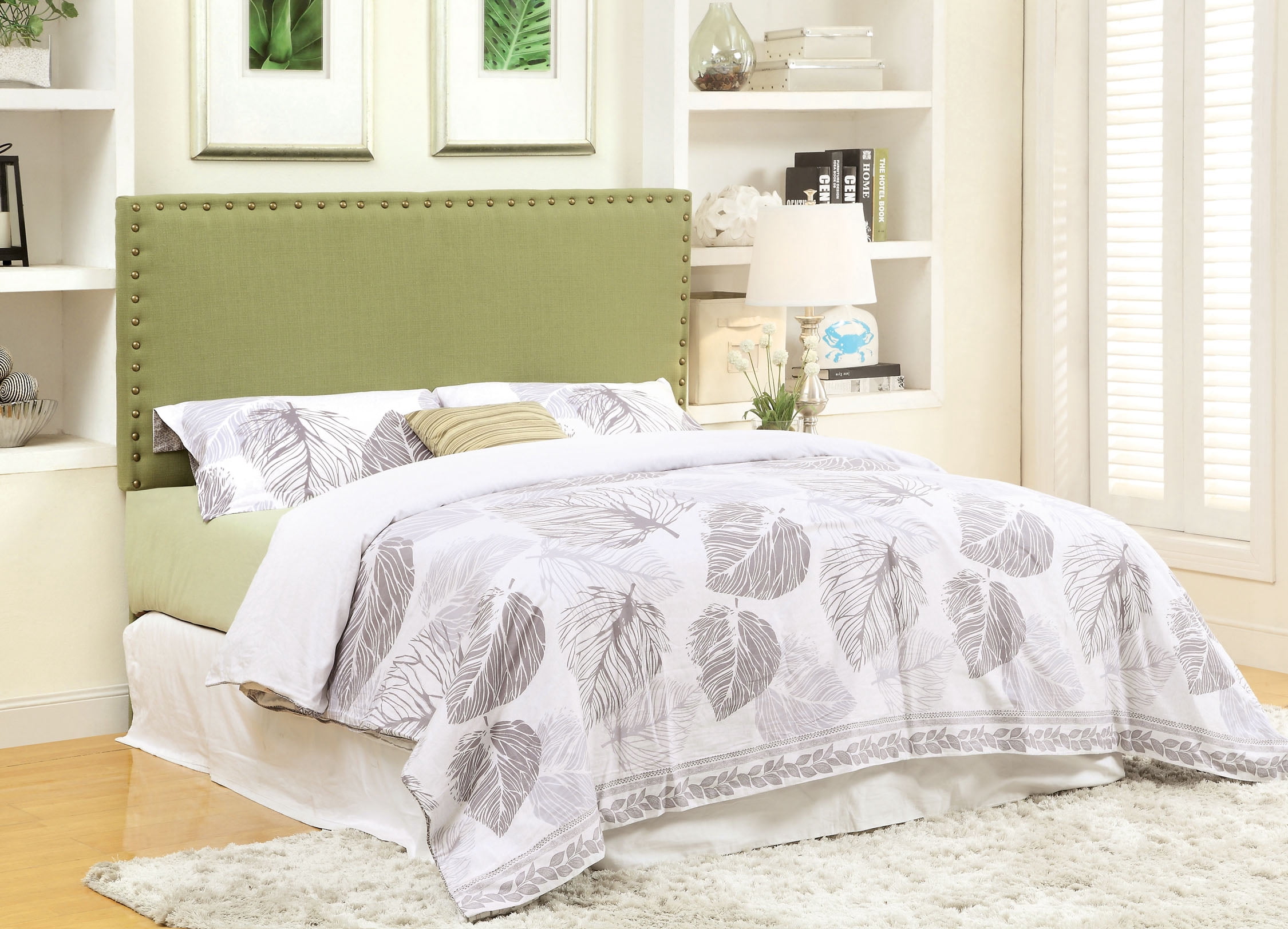 Furniture of America Raleigh Linen-like Fabric Headboard, Full/Queen, Green