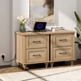 thumbnail image 3 of Set of 2 Nightstands with Charging Station, Wooden Bedside Tables with 2 Drawers, 20-Inch, Oak, 3 of 7