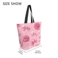 thumbnail image 4 of Open Top Canvas Tote Bag with Zipper Reusable Shopping Bag 13.5x15" Roomy Carryall Roses and Bows Pattern, 4 of 9