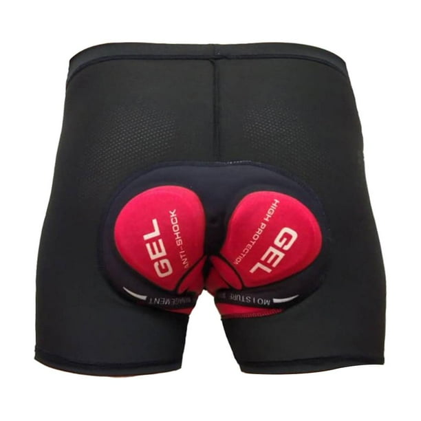 Pantalones Cortos Acolchados de Algodón para Ciclismo, Medio Pantalón Acolchado para Bicicleta con Cojín de Gel , Negro, XL rojo