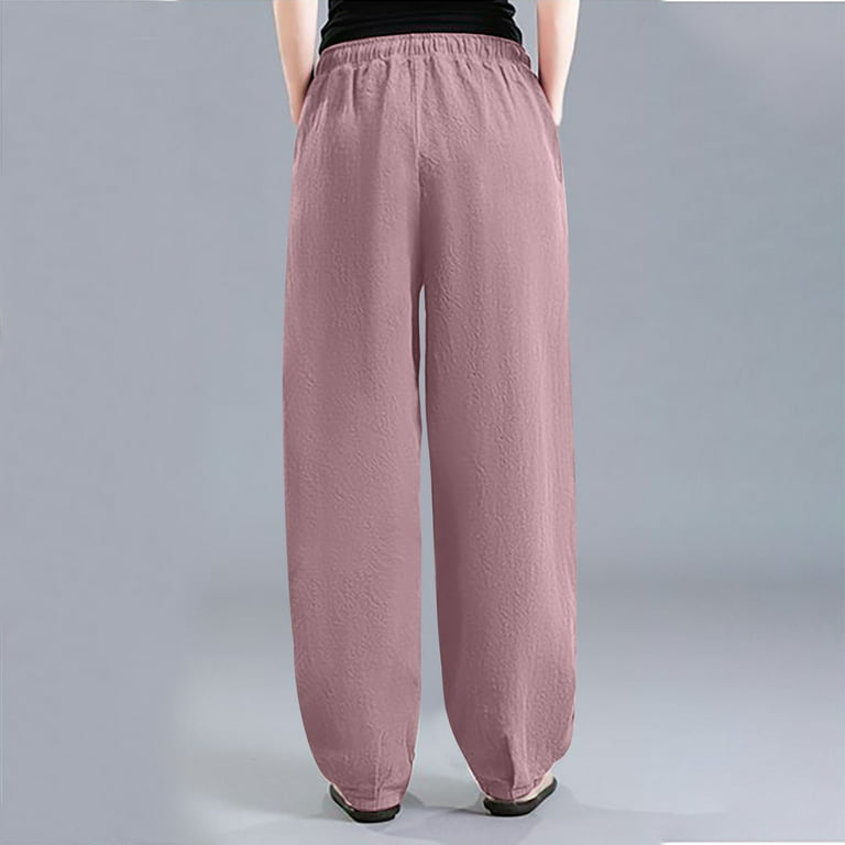 JNGSA Womens Wide Leg Pants,Cotton Linen Lounge Pants for Women