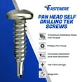 thumbnail image 3 of Fastenere Pan Head Self Drilling Tek Screws - #12 x 1" (50 Pack) Stainless Steel 410, Full Thread, Bright Plain Finish, Corrosion-Resistant, Self-Drilling, Easy to Install w/ Phillips Drive Size #3, 3 of 4
