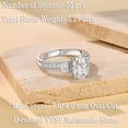 thumbnail image 4 of Newshe 3Ct Wedding Engagement Rings for Women Moissanite D Color VVS1 925 Sterling Silver Oval Promise Size 7, 4 of 7