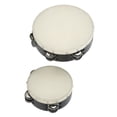 thumbnail image 2 of 2PCS Wooden Hand Drum Double Row Metal Jingle Bells Sheepskin Percussion Tambourine 6in 8in, 2 of 8