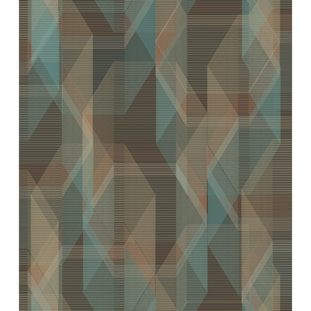 RoomMates Debonair Geometric Brown & Teal Peel and Stick Wallpaper