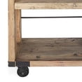 thumbnail image 4 of Fiu 63 Inch Pier Table 3 Shelves Bracket Accents Iron Wheels Brown Wood, 4 of 9