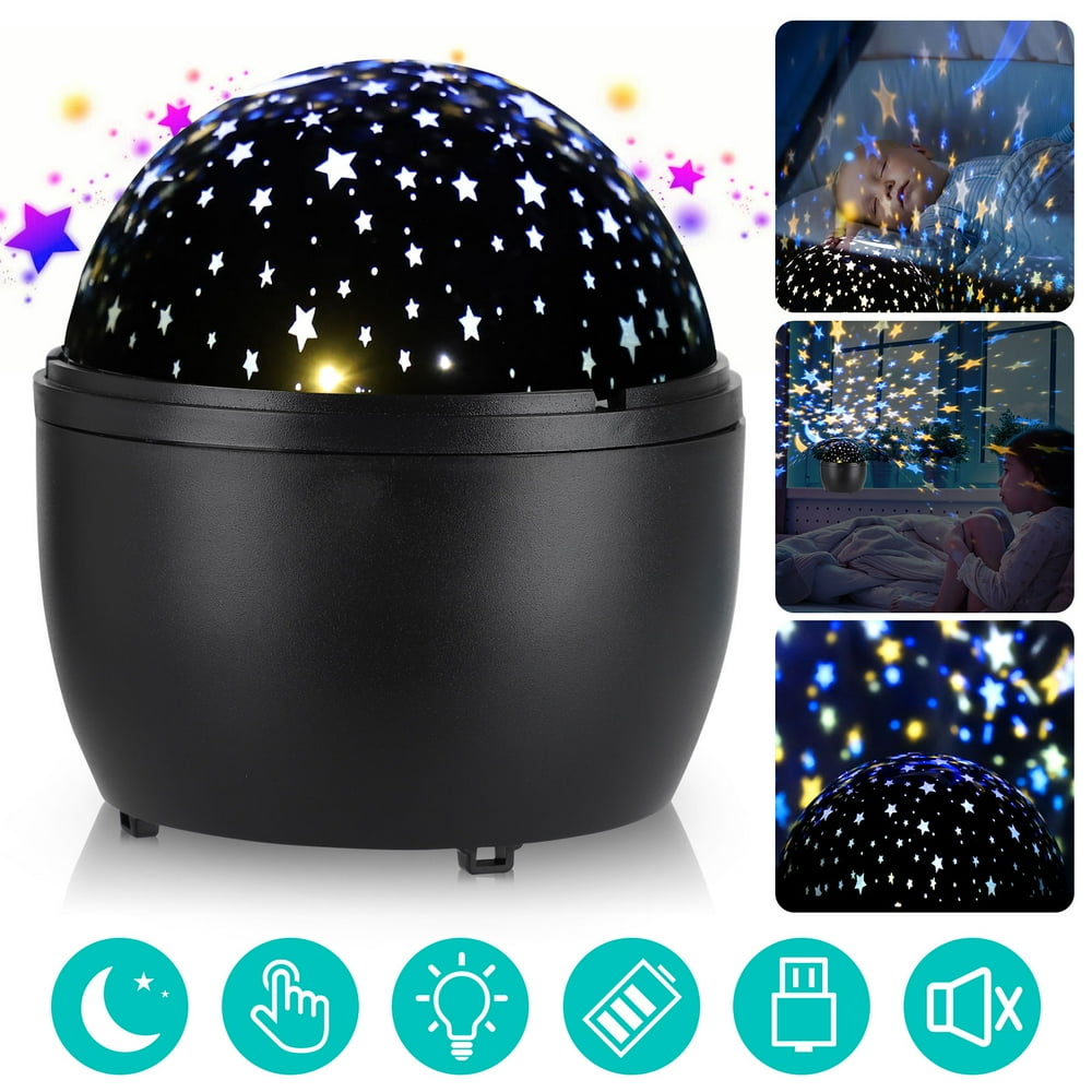 TSV 360 Rotating Star Projector Night Light for Kids Baby Girls, USB