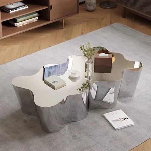 Mesa de centro con forma creativa minimalista de acero inoxidable, luz nórdica de lujo, para sala de estar y cafetería de Hotel