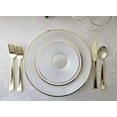 thumbnail image 4 of " OCCASIONS " 150 Piece set (25 Guests)-Wedding Plastic Plates & cutlery -Disposable Dinnerware 10'', 7'' + Gold Silverware w/double fork (Belize in White Pearl & Gold), 4 of 8