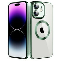 Dteck Clear Magnetic Case for iPhone 11,Shockproof Soft TPU Electro-plating Bumper Case Compatible with MagSafe Cover with Built-in Camera Lens Protector,Darkgreen
