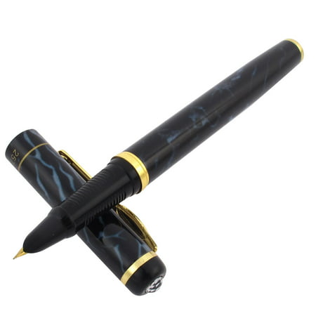 Unique Bargains Office Students Piston Converter 0.5mm Alloy Shell Hooded Nib Fountain Pen