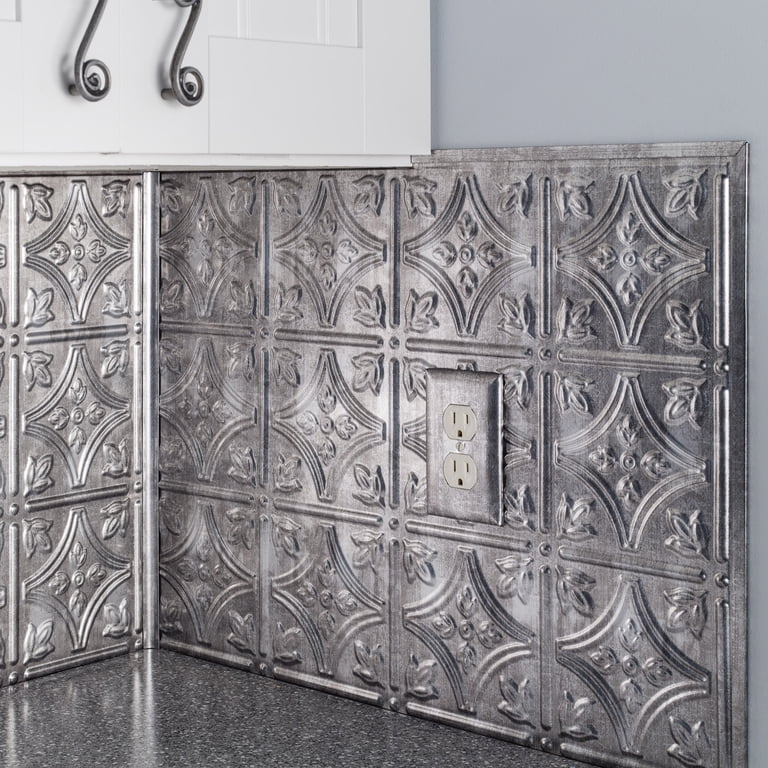 FASÄDE Lotus Decorative Vinyl Backsplash Panel - 15 Sq ft Kit - Brushed Onyx FASÄDE Lotus Decorative Vinyl Backsplash Panel - 15 Sq ft Kit - Brushed Onyx