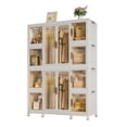 thumbnail image 3 of Portable Wardrobe Closet Storage Organizer for Clothes, Plastic Wardrobe with 12 Magnetic Transparent Door & 2 Hanging Rod, Baby Wardrobe Storage Cabinet, for Living Room, Bedroom, White, 3 of 7