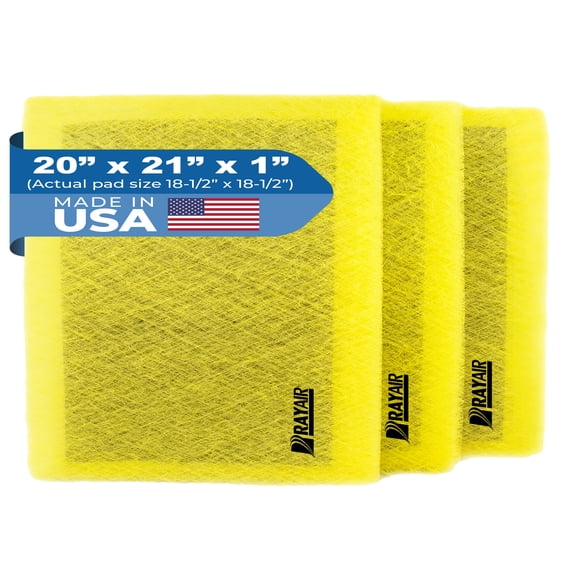 RAYAIR SUPPLY 20x21 Replacement Filter Pads Compatible with Air Ranger Air Cleaner 20x21 Refills (3 Pack) YELLOW