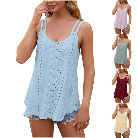 Miluxas Women Tank Top Casual Summer Tops Fashion Spaghetti Strap Sleeveless V Neck Shirts Camisoles Yellow 10(XL)