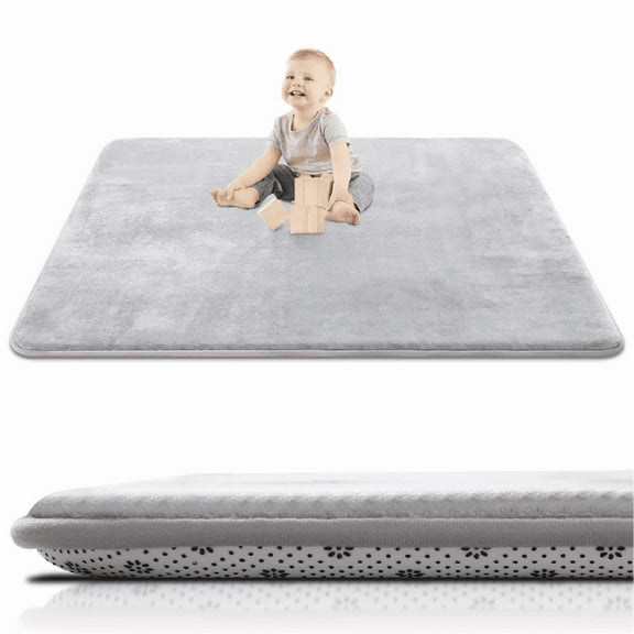 QIDEAEP Mats for infant playpens,50 x 50 Playpen Mat,Tummy Time Foam Mat,Ultra Soft Support & Plush Feel,Grey