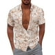 thumbnail image 1 of Camisas Para Hombre Manga Larga De AlgodóN Estampado floral 3d Estampado digital Casual Suelto Ajuste creativo Camisa de manga corta (White, M), 1 of 5