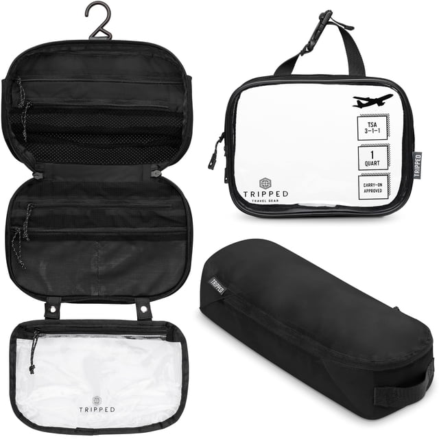 Set de neceser TRIPPED Travel Gear con bolsa para colgar y funda