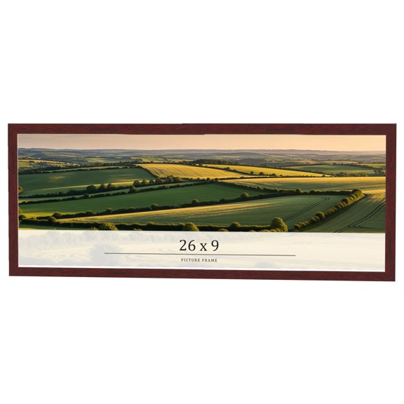 26x9 Frame Brown Solid Wood Picture Frame Width 0.75 Inches | Interior Frame Depth 0.5 Inches |