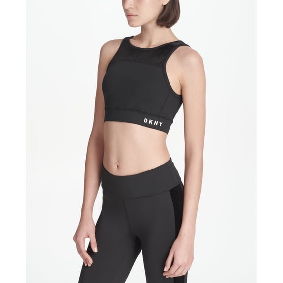 DKNY Womens Sport Velvet Trimmed V Back Medium Support Sports Bra