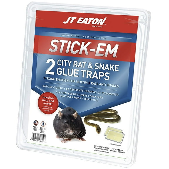 JT Eaton 100N-6 Stick-Em City Rat and Snake Glue Traps - Extra-Large, Reliable, and No-Mess