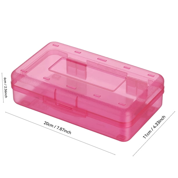 Estuche de plástico para lápices, de gran capacidad, transparente, con tapa a presión, apilable y elegante, para guardar suministros de oficina.