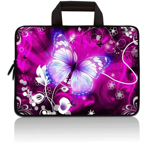 shiyou-11" 11.6" 12" 12.1" 12.5" inch Laptop Carrying Bag Case Bag Tablet Cover Neoprene Fit Samsung Google Acer HP DELL Lenovo Asus (11 11.6 12.1 12.2 inch, Purple Butterfly)