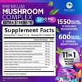 thumbnail image 2 of Mushroom Powder Supplement - 11-in-1 Blend - Organic Lions Mane, Reishi, Cordyceps, Chaga, Turkey Tail Mushroom Extract Powder - Brain & Immune Support Mushrooms Powder - Bottled in USA - 60 Servings, 2 of 9