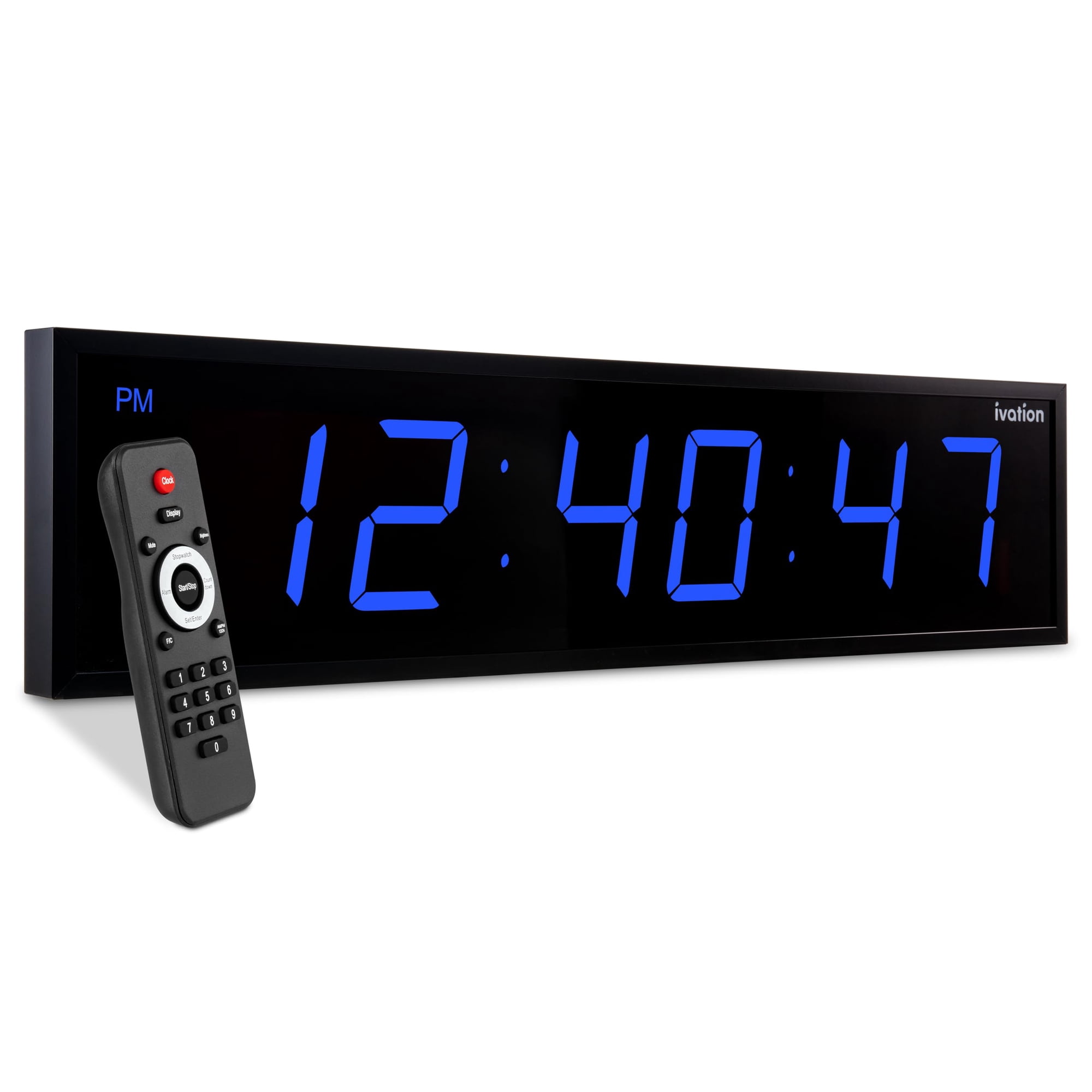 IVATION Large Digital Wall Clock with Stopwatch, Alarms, Timer, Temperature, Remote