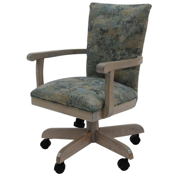 Pemberly Row Swivel Wood Dining Caster Chair 400 on Wheels in Poet Sky Blue