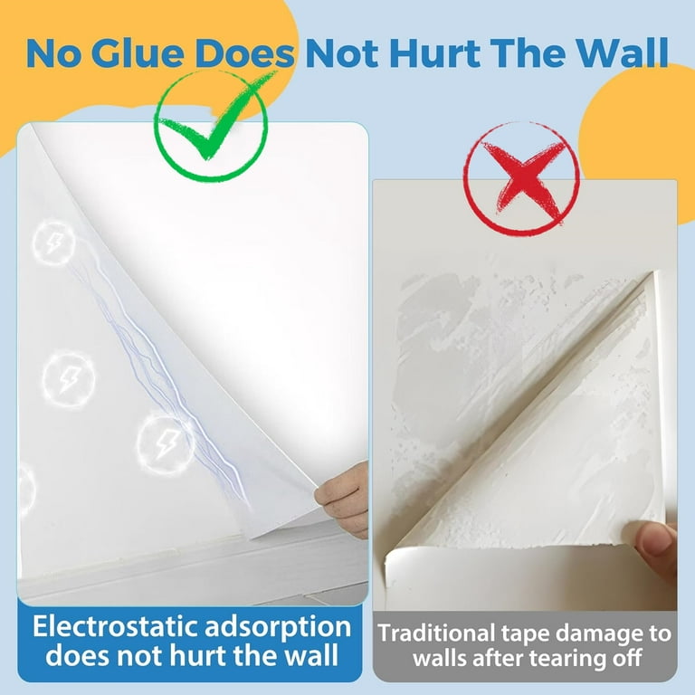 Clear Wall Protector Sheet, Non Adhesive Clear Contact Paper Peel and  Stick, Static Cling Removable Wall Paper Sticker Pull and Stick, Wall  Sticker
