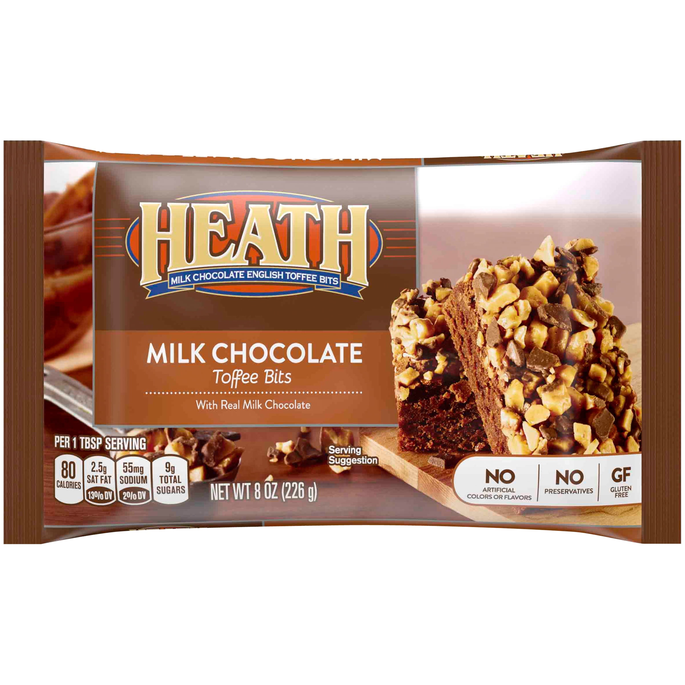 HEATH Milk Chocolate English Toffee Baking Bits, Gluten Free, 8 oz, Bag