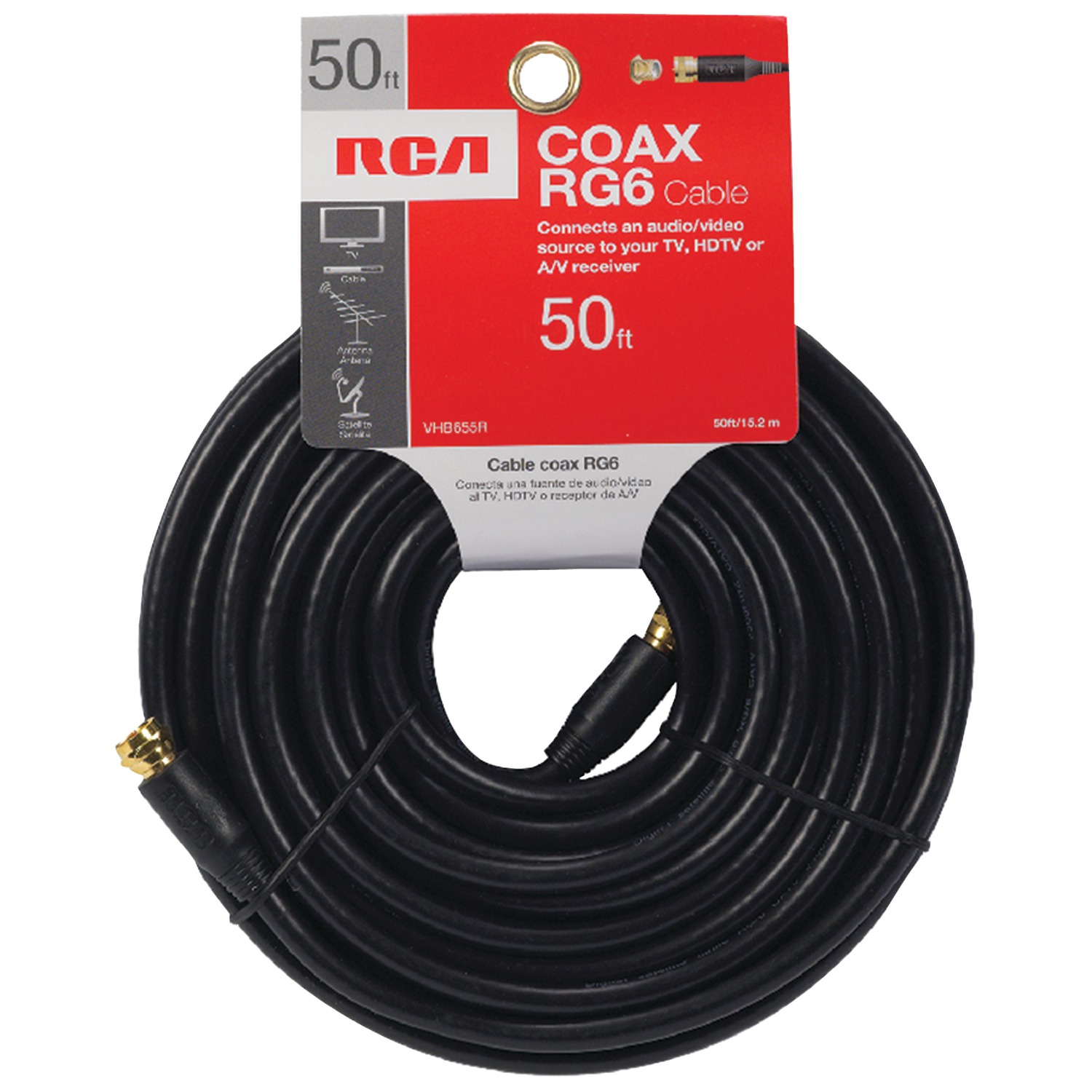 Rca Vhb655r Rg6 Coaxial Cable (50ft; Black) - image 2 of 3
