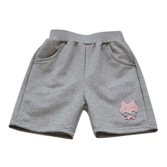Odeerbi 2-12 Años Niños Niñas Bermudas Deportivas de Verano Gato Bordado Pantalones Cortos Deportivos de Algodón Bonitos Pantalones Transpirables de Longitud Media