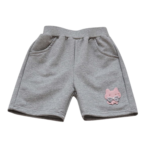 Odeerbi 2-12 Años Niños Niñas Bermudas Deportivas de Verano Gato Bordado Pantalones Cortos Deportivos de Algodón Bonitos Pantalones Transpirables de Longitud Media