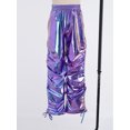 thumbnail image 4 of Raenseen Kids Boys Girls Shiny Metallic Pants Joggers Sweatpants Jazz Hip-hop Dance Pants Blue 10, 4 of 5